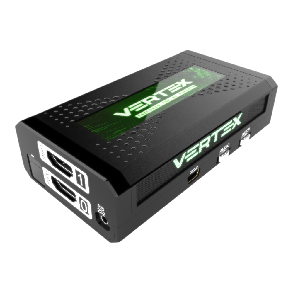 HDfury Vertex 4K 18Gbps HDMI 2x2-matris och scaler med OLED, HDMI-ingångar, RS232, mini-USB, reglagen AUDIO och HDCP